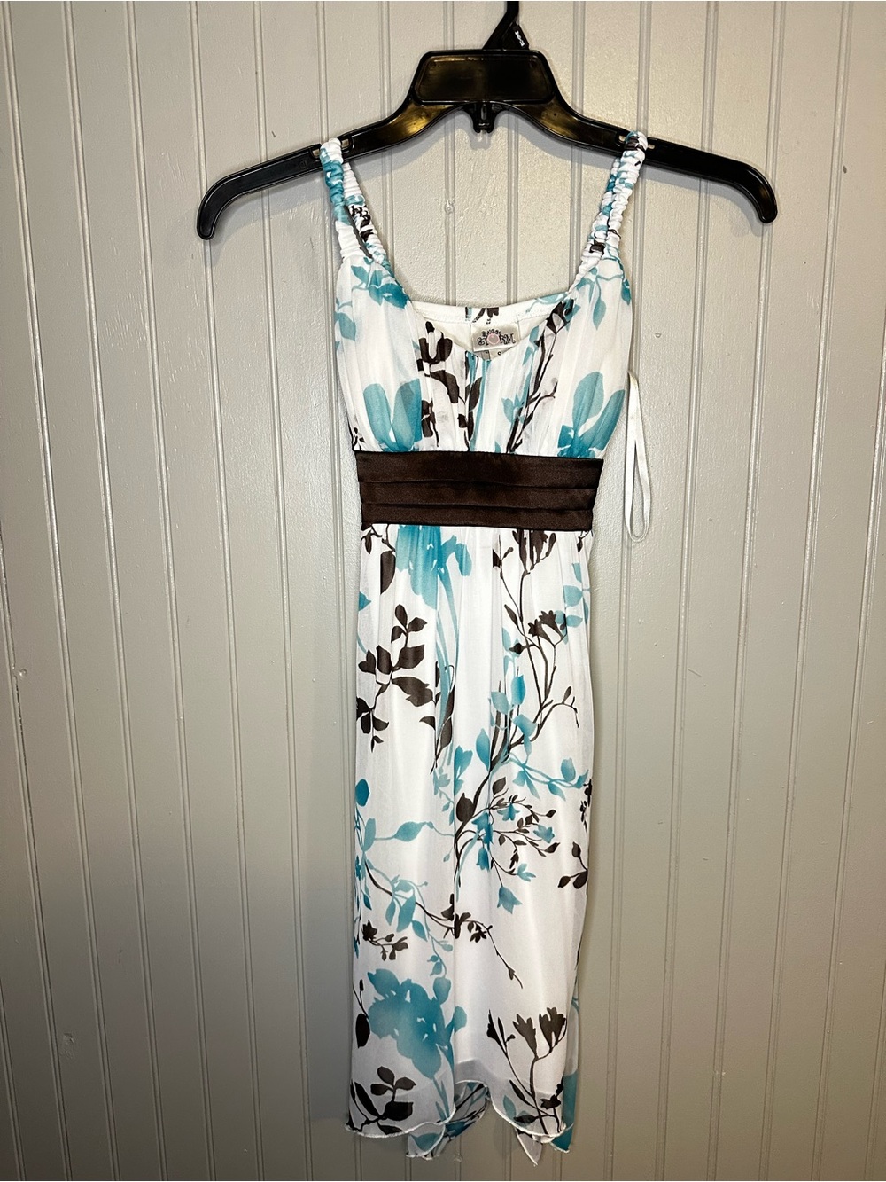 Sweet Storm Y2K Floral Mini Dress S Blue Brown White Fairy Summer 2000s